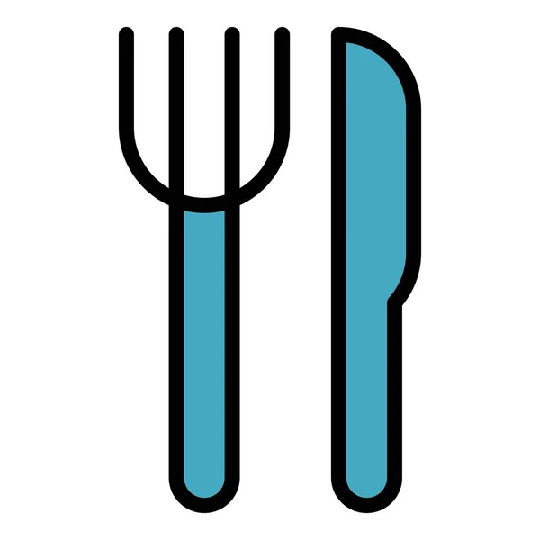 Sirviendo Icono Cubertería Contorno Vector Comida Para Comer Restaurante Color — Archivo Imágenes Vectoriales