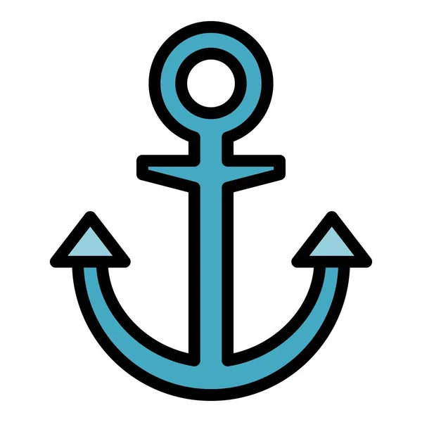 船锚图标轮廓矢量 海军船海绳颜色扁平 — 图库矢量图片