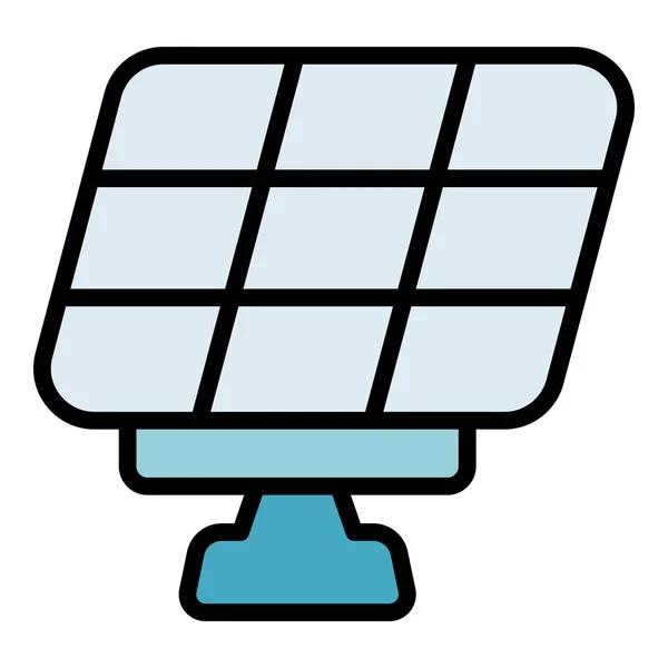 Panel Solar Icono Contorno Vector Energía Solar Color Energía Renovable — Vector de stock