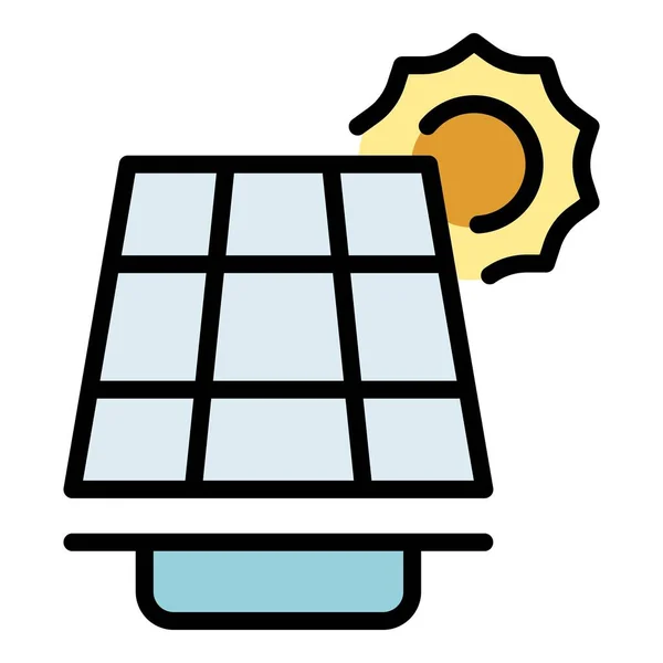 Umrissvektor Für Gitter Solarpaneele Energieversorgung Elektrischer Inverter Farbe Flach — Stockvektor