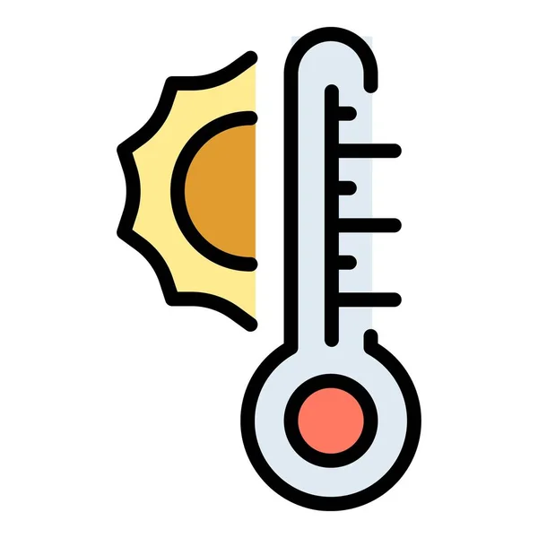 Icône Solaire Thermique Vecteur Contour Énergie Solaire Chaleur Puissance Couleur — Image vectorielle