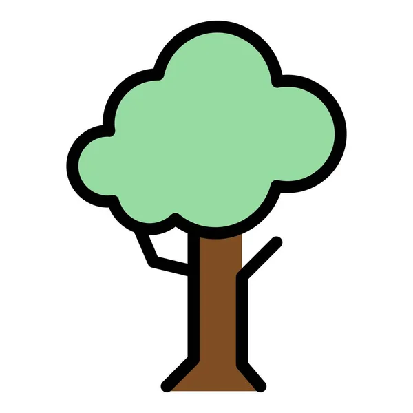 Ícone Jardinagem Árvore Contorno Vetor Planta Jardim Floresta Cor Paisagem — Vetor de Stock
