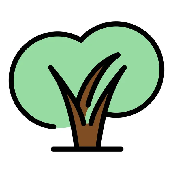 Häckträd Ikon Kontur Vektor Trädgårdsbuske Buske Växt Färg Platt — Stock vektor