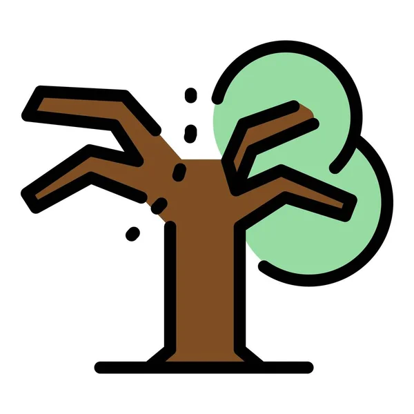 Ícone Serviço Poda Vetor Contorno Árvore Cor Manutenção Gramado Plana — Vetor de Stock