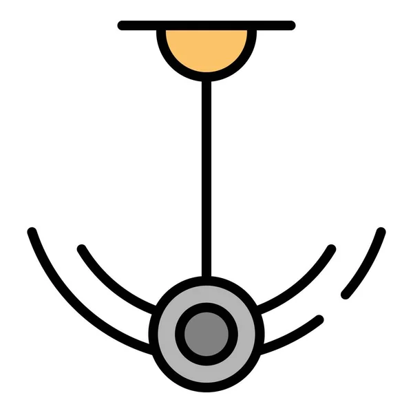振り子ツールのアイコンアウトラインベクトル メトロノームクロック ボールの色のフラットスイング — ストックベクタ