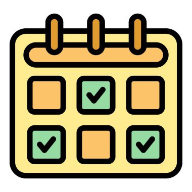 Kontrol listesi sayfa simgesi ana hatları vektörü. Rapor belgesi İş formu rengi düz