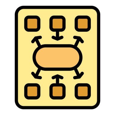 Çalışma konsantrasyon ikonu ana hatları vektörü. İşyeri zamanı. Görev denetimi rengi düz