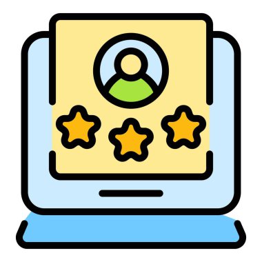 Vip istemci simgesi ana hatları vektörü. Birinci sınıf müşteri. Yıldız üye rengi düz