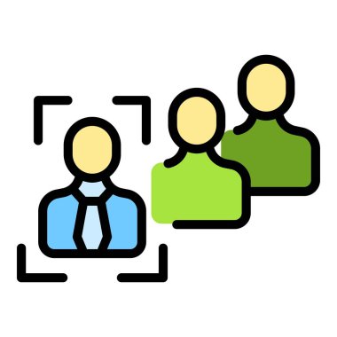 Müşteri hedef simgesi ana hat vektörü. Müşteri odaklı. Pazar araştırma rengi düz