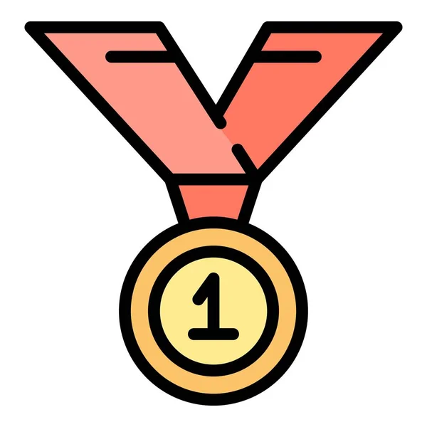 Médaille Icône Récompense Contour Vecteur Prix Honneur Succès Prix Couleur — Image vectorielle
