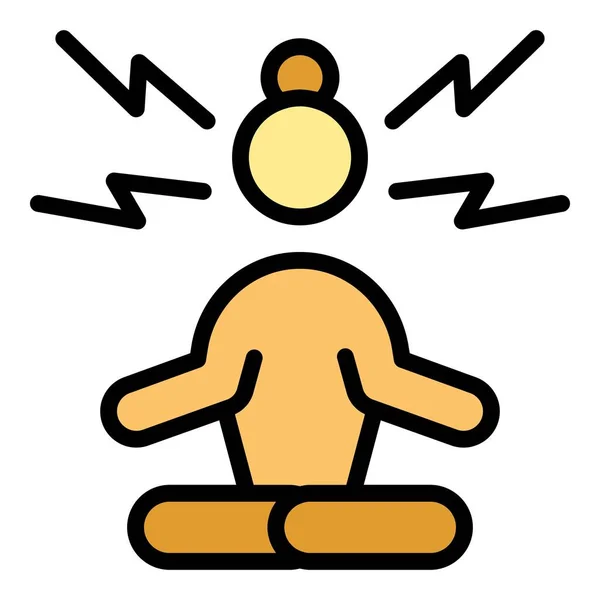 Yoga Relax Icône Contour Vecteur Santé Humaine Méditation Mentale Couleur — Image vectorielle