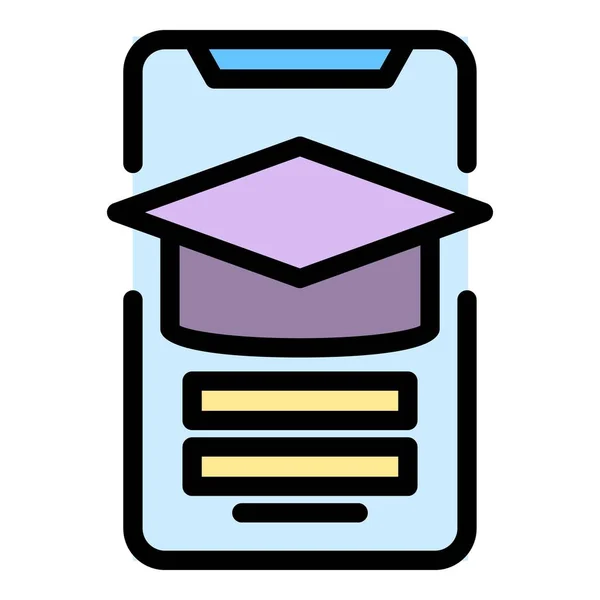 Degree Course Icon Outline Vector Online Education Digital Book Color — Stock Vector