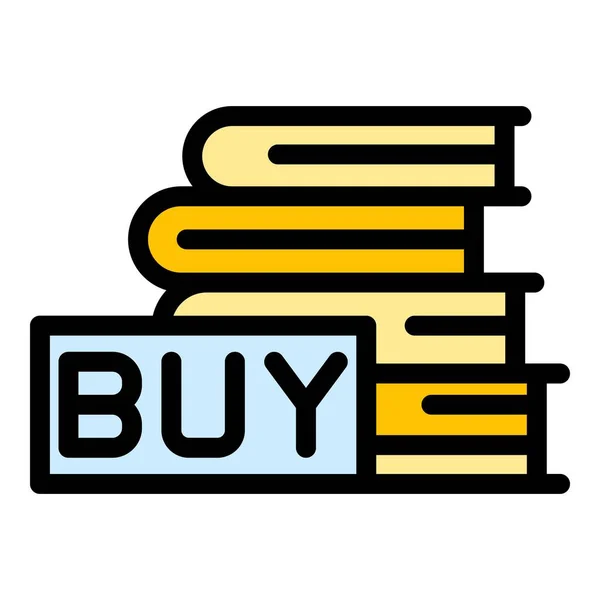 Comprar Livro Ícone Contorno Vetor Livraria Biblioteca Livraria Line Cor —  Vetores de Stock