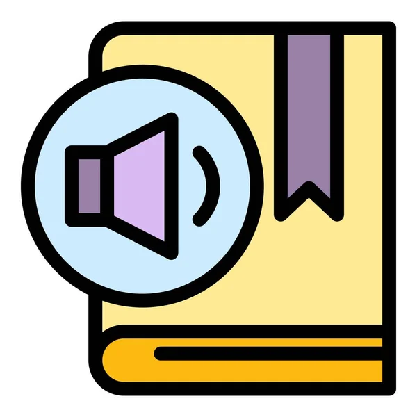 Lautsprecher Ebook Icon Umrissvektor Digitales Hörbuch Audio Guide Farbe Flach — Stockvektor