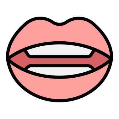 Diş eklem ikonu ana hat vektörü. Ağız dili. Konuşma terapisi rengi düz