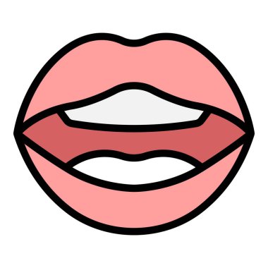 Dil eklem ikonu ana hat vektörü. Ağız telaffuzu. Dil konuşma rengi düz