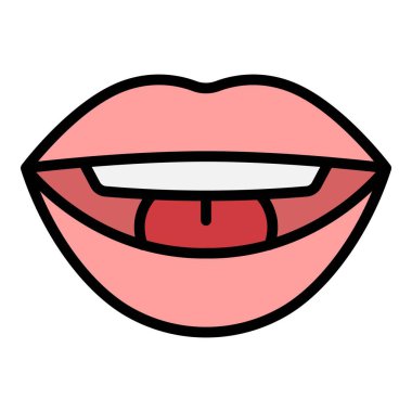 Eklem ikonu ana hatları vektörünü çalıştır. Ağız animasyonu. Dil sesi rengi düz