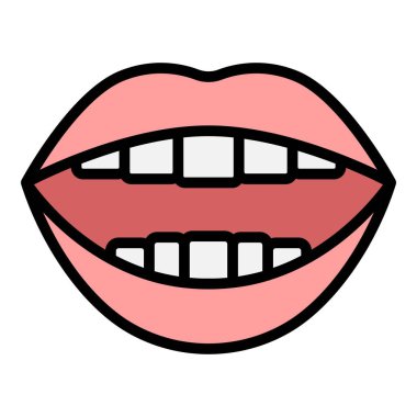 Dil canlandırma ikonu ana hatları vektörü. Ağız konuşması. Yüz ifadesi rengi düz