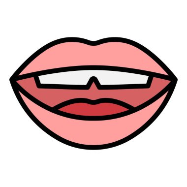 Konuşma ikonu dış hat vektörü. Ağız telaffuzu. Senkronize rengi düz konuş