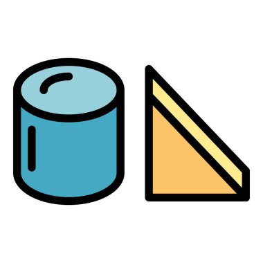 Geometrik ahşap oyuncağın ana hatları vektörü. İyi oyundu. Hafıza çalma rengi düz