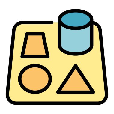 Oyuncak tablo simgesi ana hatları vektörü. İyi oyundu. Hafıza çalma rengi düz