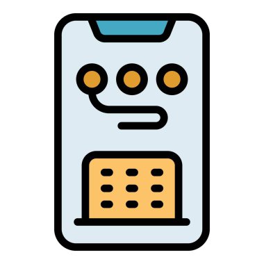 Çevrimiçi konsantrasyon ikonu ana hatları vektörü. Dijital çalışma. Sanal kılavuz rengi düz