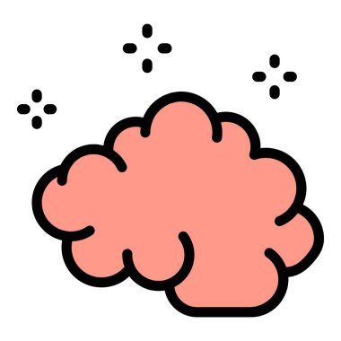 Beyin farkındalığı ikonu ana hatları vektörü. Meraklı zihniyet. Zihinsel işlem rengi düz