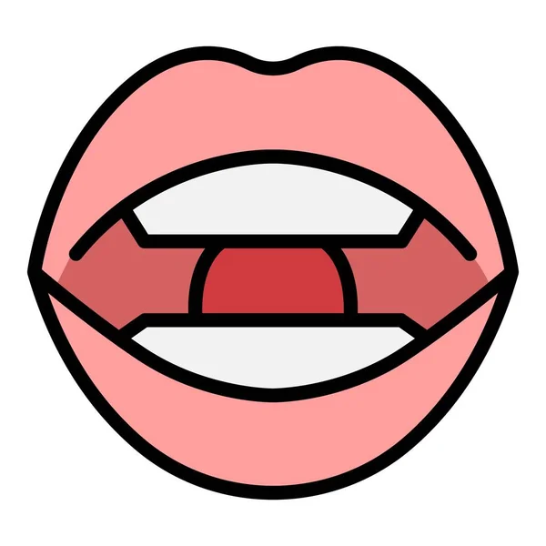 Ícone Dicção Linguagem Vetor Esboço Terapia Oral Falando Língua Cor —  Vetores de Stock