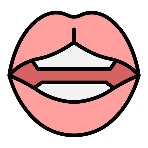 唇音图标轮廓矢量 嘴的舌头 牙齿发音颜色扁平 — 图库矢量图片