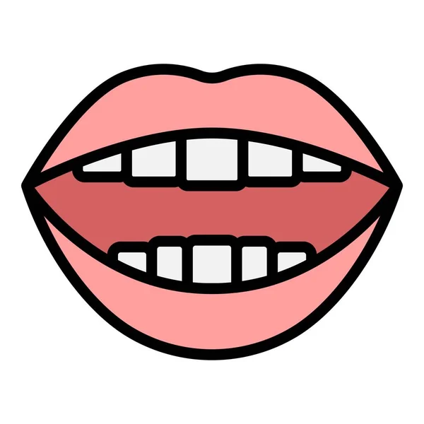 语言动画图标轮廓矢量 嘴巴说话 面部颜色扁平 — 图库矢量图片
