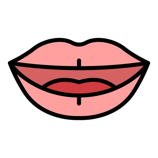 口の同期アイコンのアウトラインベクトルを話す 唇の発音 表現スピーチカラーフラット — ストックベクタ