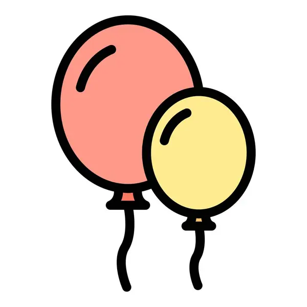 Вектор Контуру Піктограм Дитячих Кульок Весела Повітряна Куля Щаслива Мила — стоковий вектор