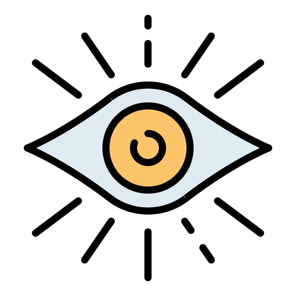 Öppna Ögon Ikon Kontur Vektor Visuell Perception Kognitiv Sensorisk Färg — Stock vektor