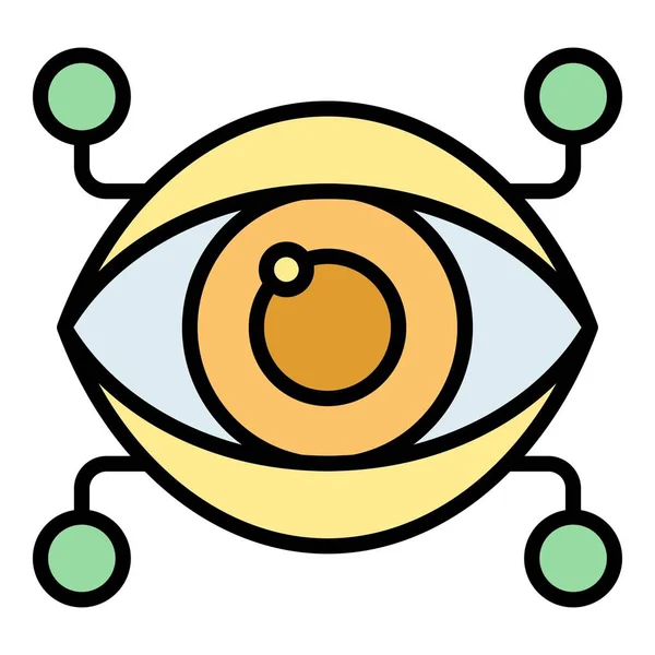 Augenwissenschaftliches Symbol Umrissvektor Sehsensorik Kognitive Prozess Farbe Flach — Stockvektor