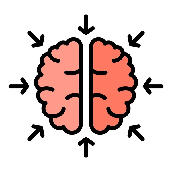 Kognitivní Mozková Ikona Obrys Vektoru Vizuální Senzory Zdravotní Informace Barva — Stockový vektor