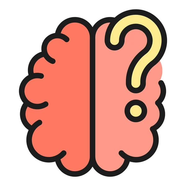 Brain Question Icon Outline Vector Human Mind Critical Thinker Color — Stock Vector