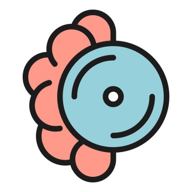 Bellek işlemci simgesi ana hatları vektörü. Dijital çip. Sunucu beyin rengi düz