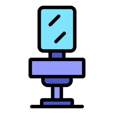 Salon koltuğu ikon ana hatları vektörü. Güzellik berberi. Salon ekipmanı rengi düz