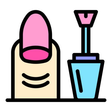 Manikür fırçası ikonu ana hatları vektörü. Tırnak bakımı. Güzellik tedavisi rengi düz