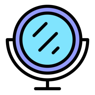 Tablo ayna ikonu ana hatları vektörü. Makyaj mobilyası. Güzellik odası rengi düz