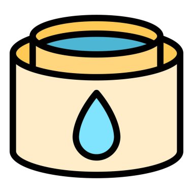 Salon losyonu ikonu ana hatları vektörü. Güzellik bakımı. Dermatoloji şişesinin rengi düz