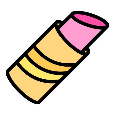 Güzellik ruju ikonu ana hatları vektörü. Makyaj ürünü. Kozmetik bakım rengi düz