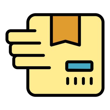 Kutu gönderme simgesi ana hat vektörü. Paket teslimatı. Kargo taşıma rengi düz