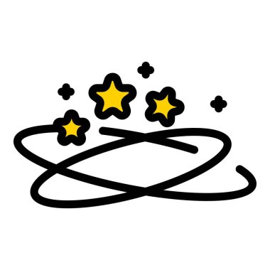 Baş dönmesi vertigo ikon ana hatları vektörü. Sersem kafa. Baş ağrısı rengi düz