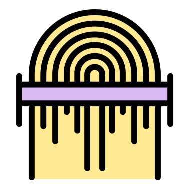 Parmak izi taraması simge dış hat vektörü. Parmak taraması. Dokunma erişimi rengi düz