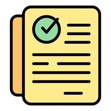 Laboratuvar raporu ikon ana hatları vektörü. Sağlık belgesi. Klinik kontrol listesi rengi düz