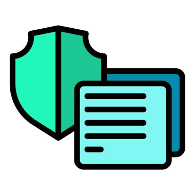 Veri koruma ikonu ana hatları vektörü. Mahremiyet kalkanı. Güvenli bilgi rengi düz