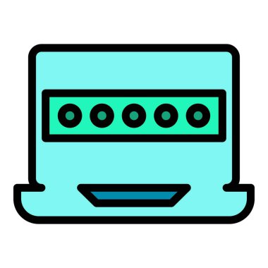 Bilgisayar parolası ana hatları vektörü. Giriş izni. Güvenlik kilidi rengi düz