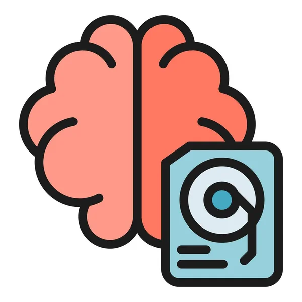 Creierul Conduce Pictograma Contur Vector Mind Cloud Memorie Stocare Culoare — Vector de stoc