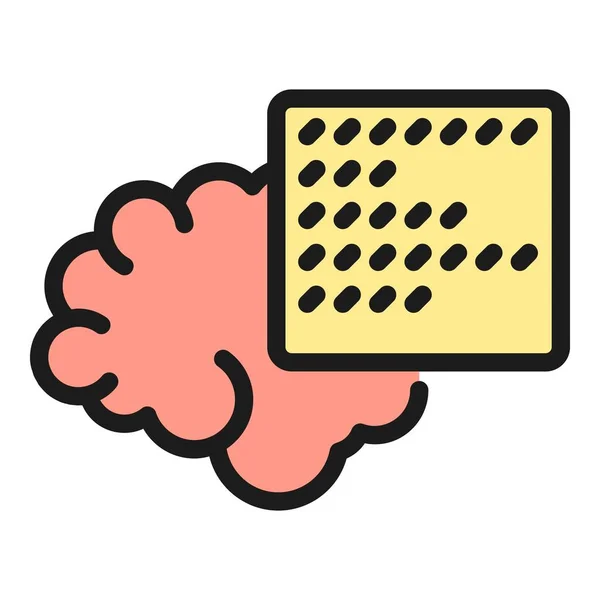 Umrissvektor Des Gehirncodierungssymbols Code Algorithmus Neuronale Daten Farbe Flach — Stockvektor